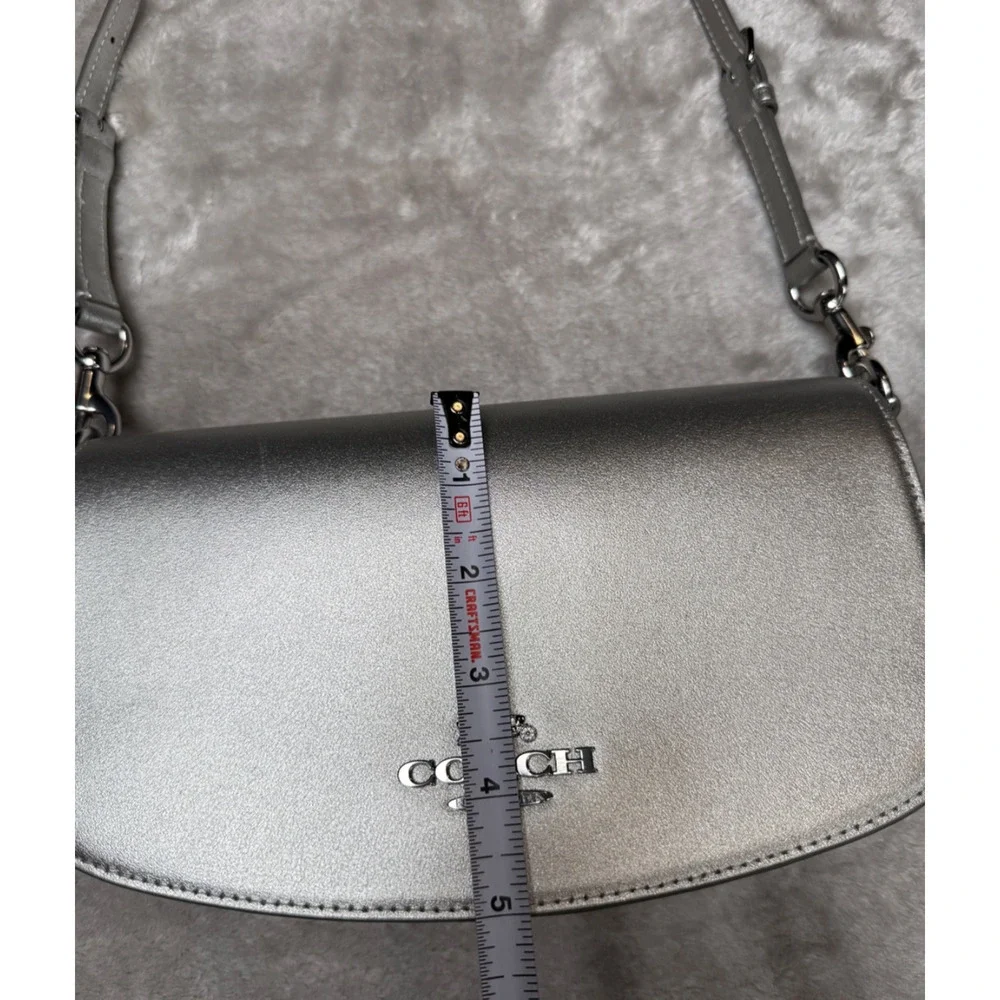 Coach Andrea Metallic Silver Smooth Leather Small Shoulder Bag CW023 NWOT